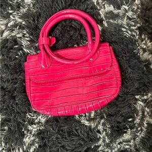 Pink Crocodile-Embossed Women's Handbag
